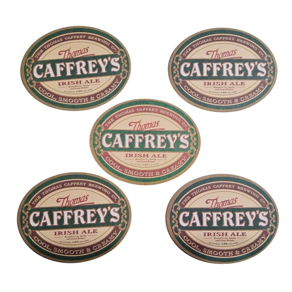 Caffrey's Irish Ale Beer Coasters Series II Set of 5 Man Cave Barware Pub - Picture 1 of 4